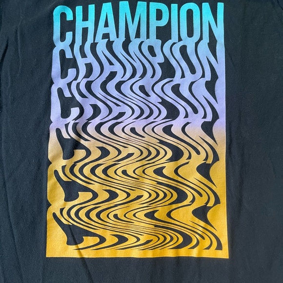 Champion Black Tee with Multicolor Graphic - Picture 2 of 7